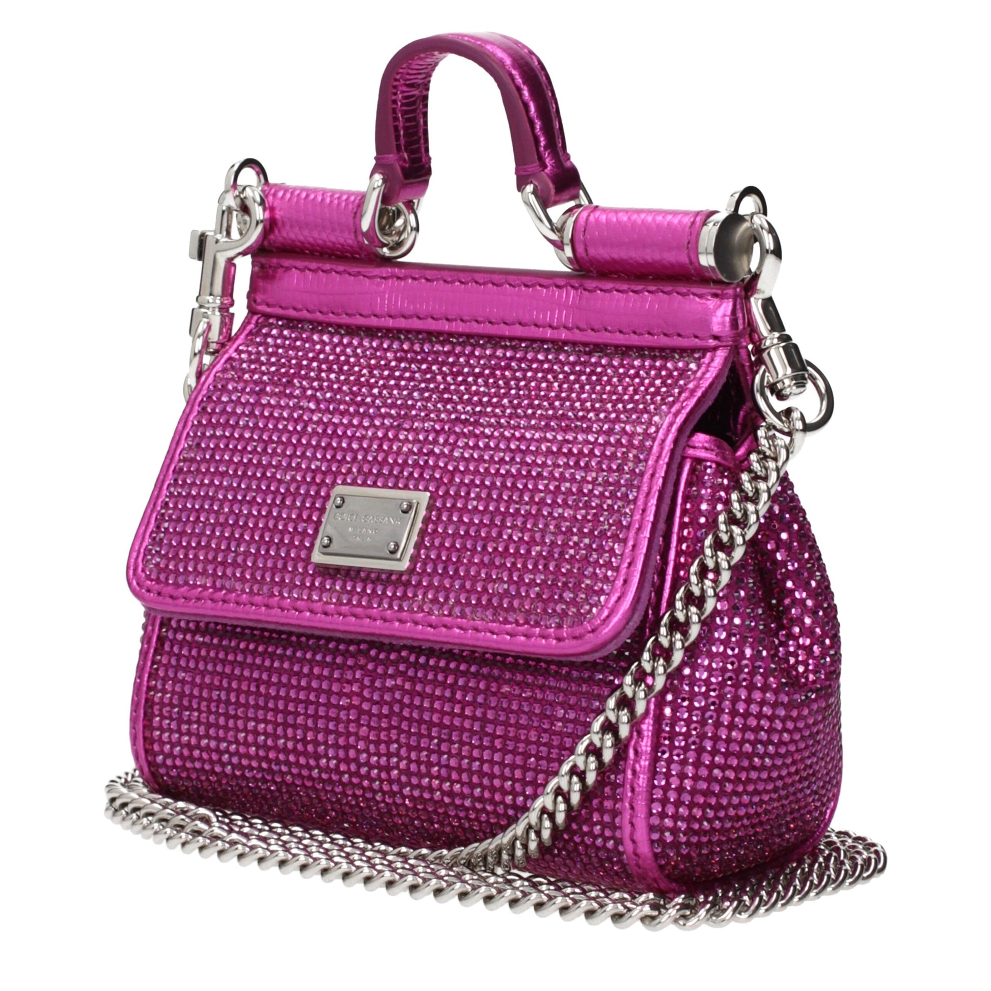 Dolce & Gabbana Mini Pink Satin Crystals Sicily Handbag