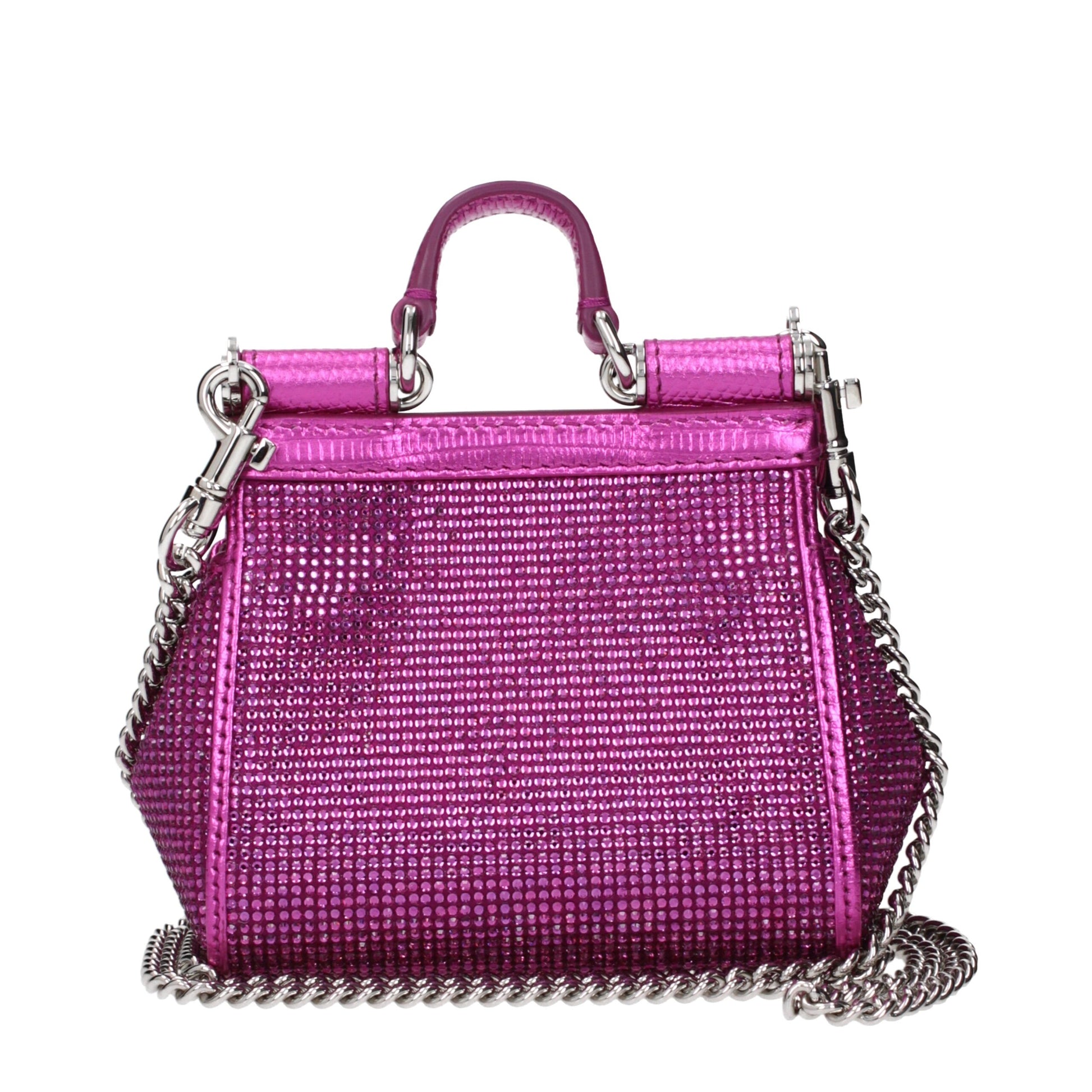 Dolce & Gabbana Mini Pink Satin Crystals Sicily Handbag