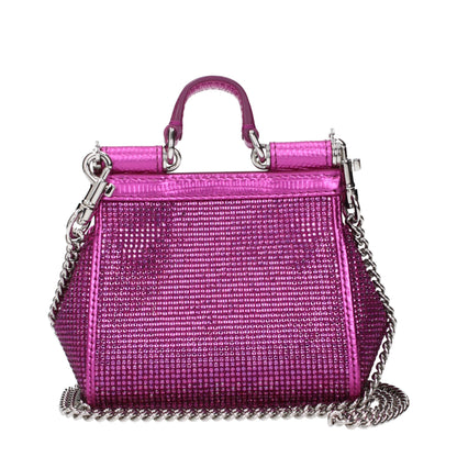 Dolce & Gabbana Mini Pink Satin Crystals Sicily Handbag