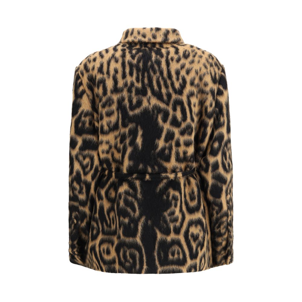 Fendi Leopard Fleece Wool Blend Jacket