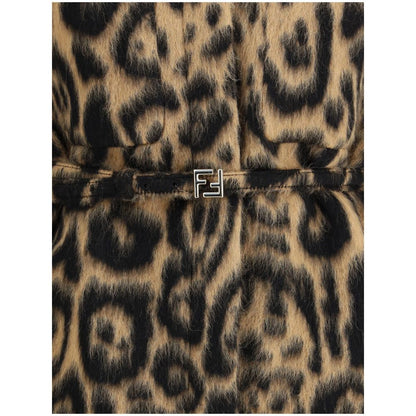 Fendi Leopard Fleece Wool Blend Jacket