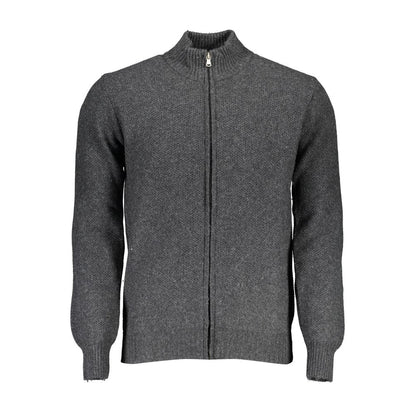 North Sails Gray Wool Sweater - Long Sleeve Cardigan with Full Zip and Logo