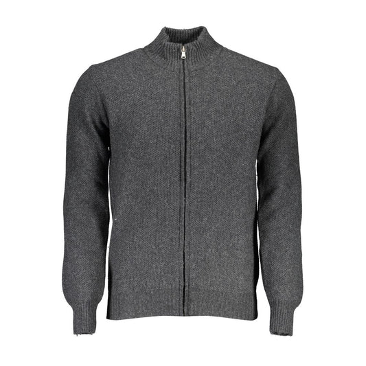 North Sails Gray Wool Sweater - Long Sleeve Cardigan with Full Zip and Logo