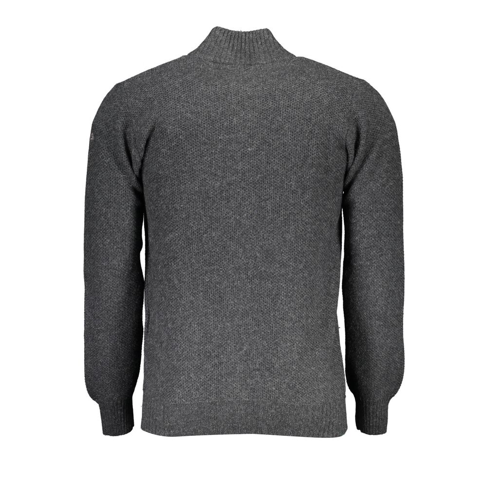 North Sails Gray Wool Sweater - Long Sleeve Cardigan with Full Zip and Logo