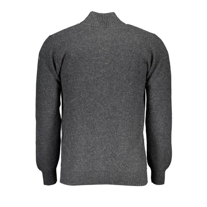 North Sails Gray Wool Sweater - Long Sleeve Cardigan with Full Zip and Logo