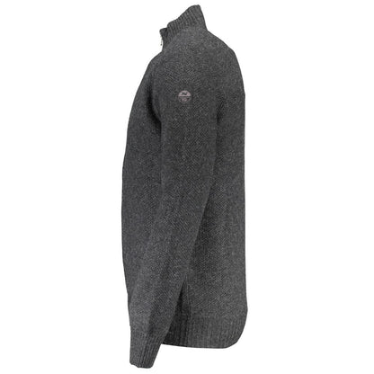 North Sails Gray Wool Sweater - Long Sleeve Cardigan with Full Zip and Logo