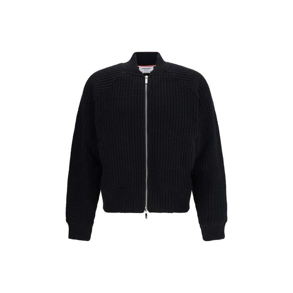 Thom Browne Black Wool Bomber Jacket