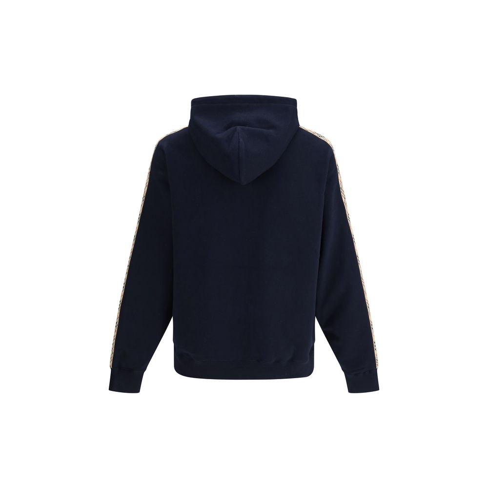 Burberry Beige Check Trim Black Cotton Zip Hoodie