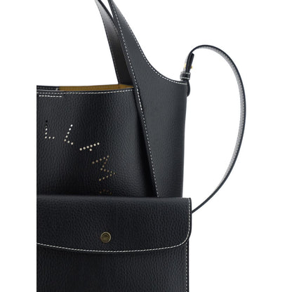 Stella McCartney Black Logo Grainy Alter Mat Crossbody Bag