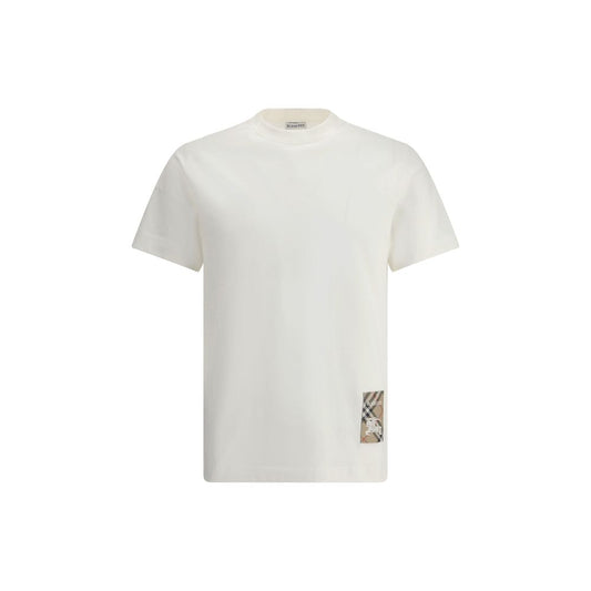 Burberry White Cotton T-Shirt with Logo Patch
