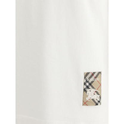 Burberry White Cotton T-Shirt with Logo Patch