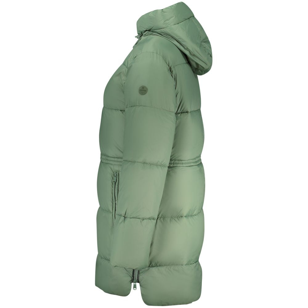 North Sails Green Polyester Long Pattern Padded Jacket