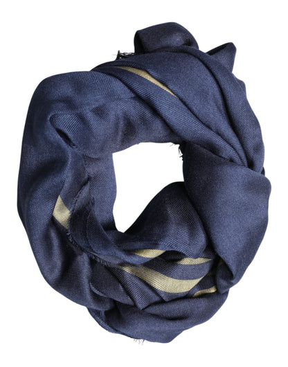 Dolce & Gabbana Blue Cashmere Neck Wrap Shawl with Fringes