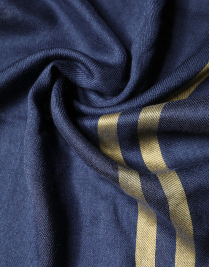 Dolce & Gabbana Blue Cashmere Neck Wrap Shawl with Fringes