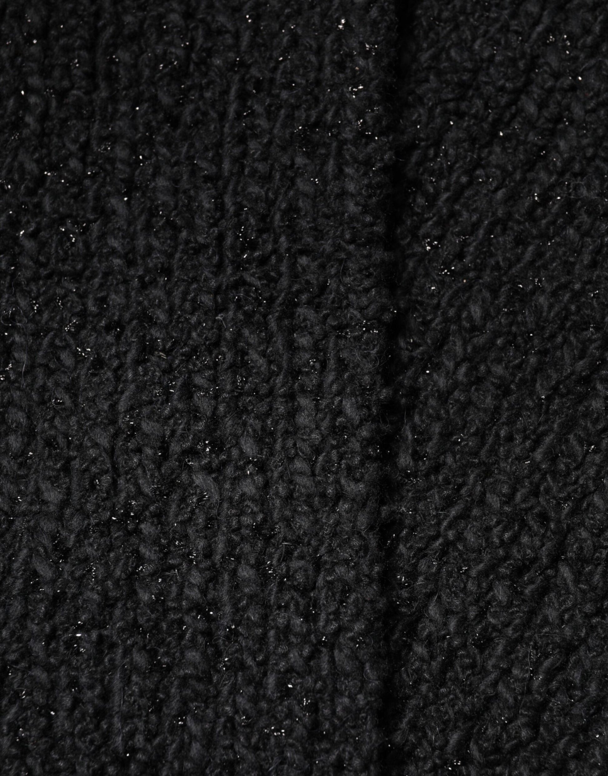 Dolce & Gabbana Black Cashmere Knit Shawl with Fringes Scarf