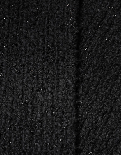 Dolce & Gabbana Black Cashmere Knit Shawl with Fringes Scarf
