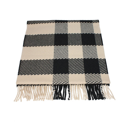 Burberry Beige Wool Scarf with Check Print