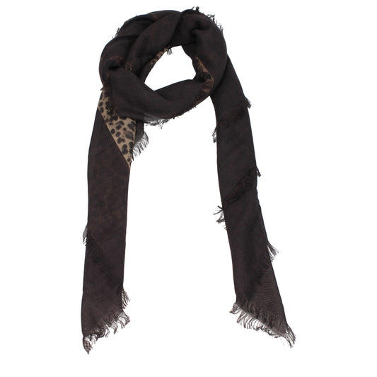 Valentino Garavani Brown Leopard Cashmere Foulard