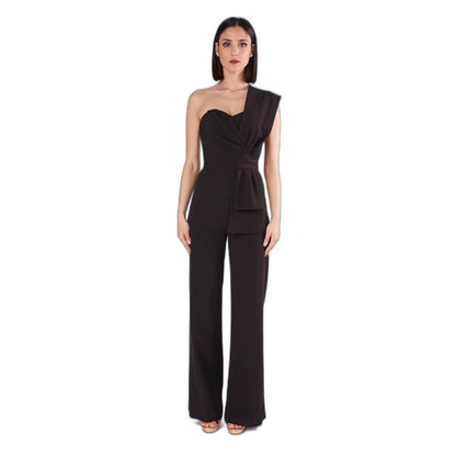Silence Black One Shoulder Sleeveless Jumpsuit