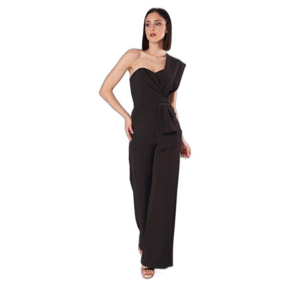 Silence Black One Shoulder Sleeveless Jumpsuit