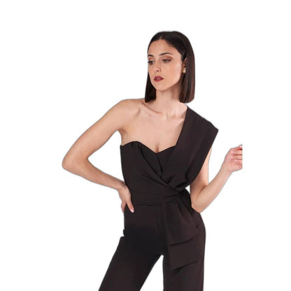 Silence Black One Shoulder Sleeveless Jumpsuit