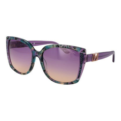 Marciano by Guess Women’s Sunglasses – Purple Square Frame, Mirrored Lenses