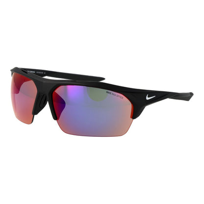Nike Men's Sunglasses – Black Half-Rim Frame, Turquoise Mirrored Lenses