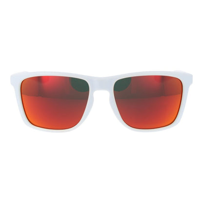 Nike Unisex Sunglasses – White Full-Rim Frame, Red Mirrored Lenses