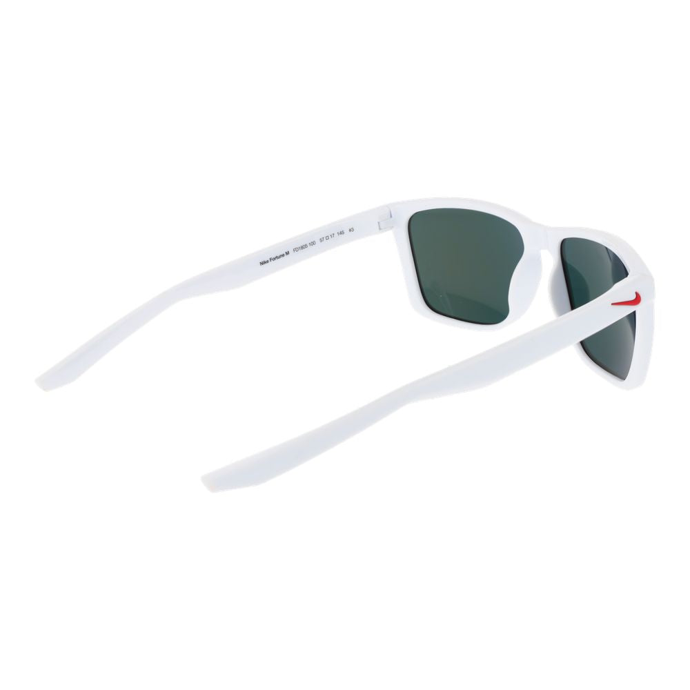 Nike Unisex Sunglasses – White Full-Rim Frame, Red Mirrored Lenses