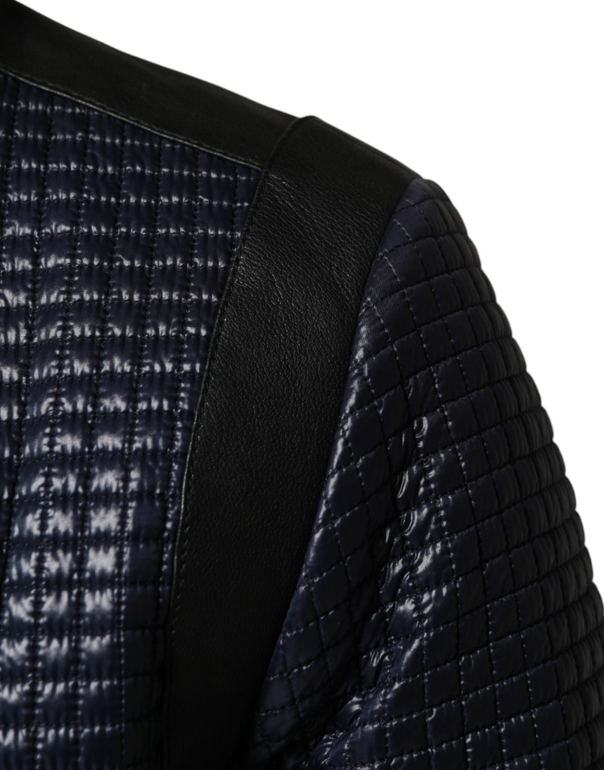 Dolce & Gabbana Blue Nylon Full Zip Bomber Men Jacket