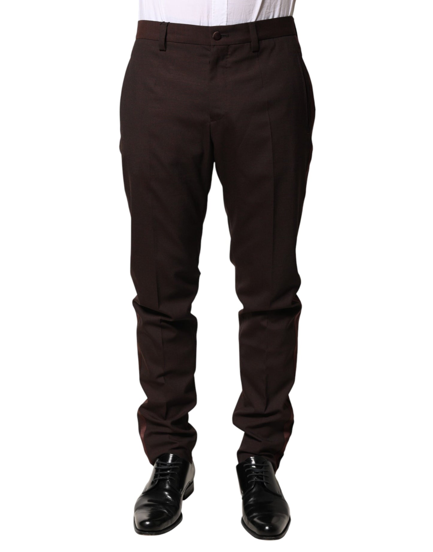 Dolce & Gabbana Brown Polyester Men Dress Trousers