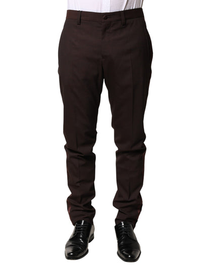 Dolce & Gabbana Brown Polyester Men Dress Trousers