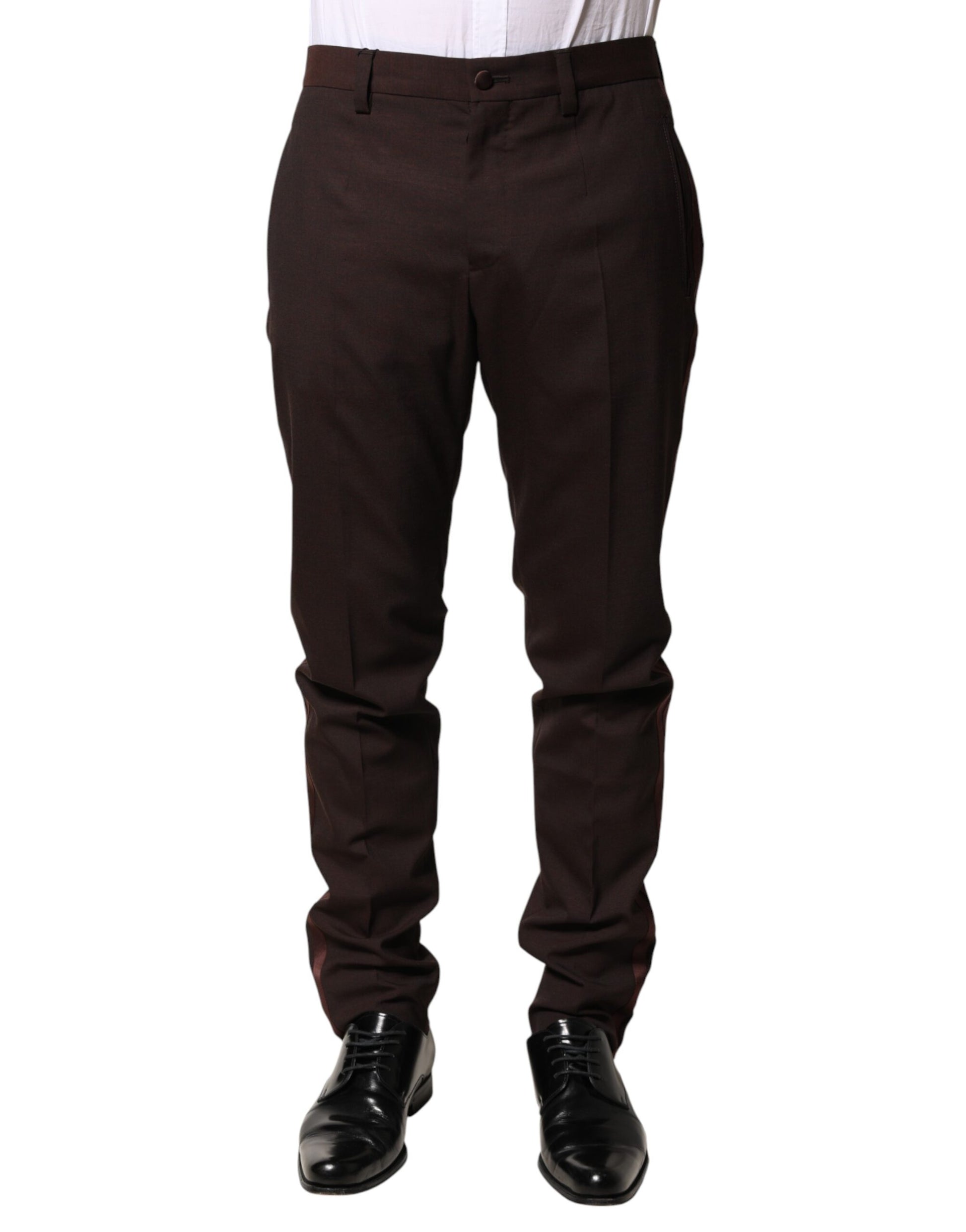 Dolce & Gabbana Brown Polyester Men Dress Trousers
