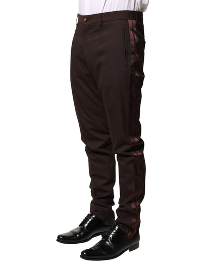 Dolce & Gabbana Brown Polyester Men Dress Trousers