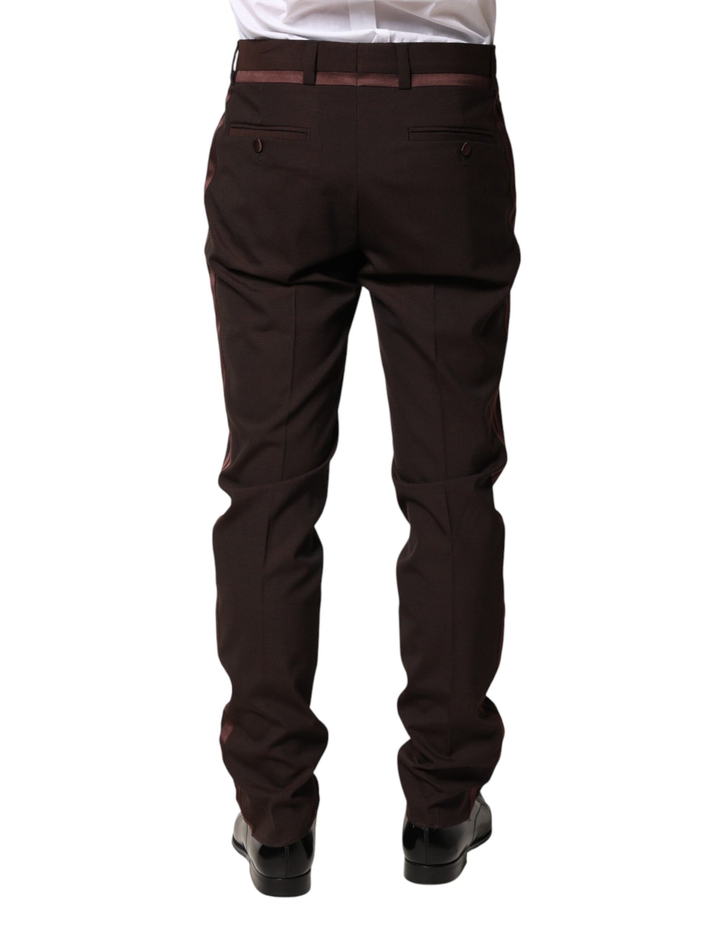 Dolce & Gabbana Brown Polyester Men Dress Trousers
