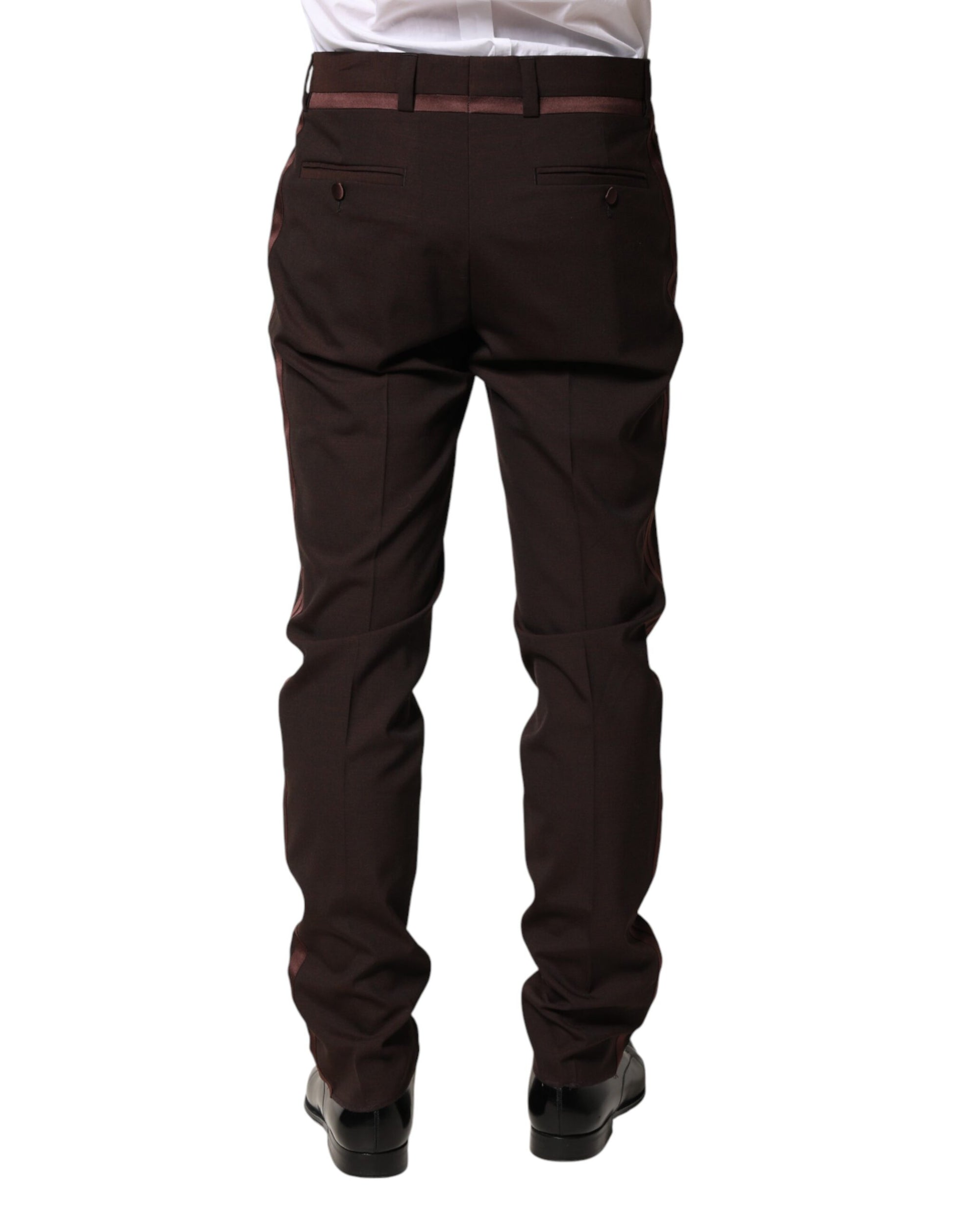 Dolce & Gabbana Brown Polyester Men Dress Trousers