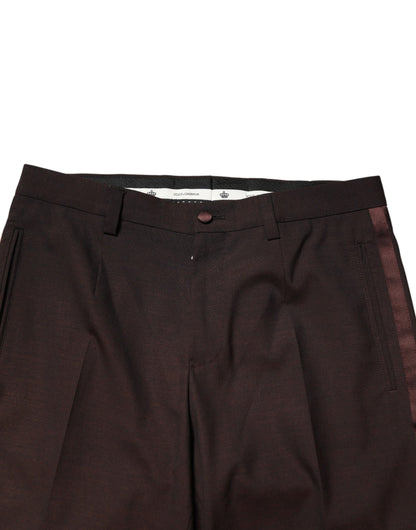 Dolce & Gabbana Brown Polyester Men Dress Trousers