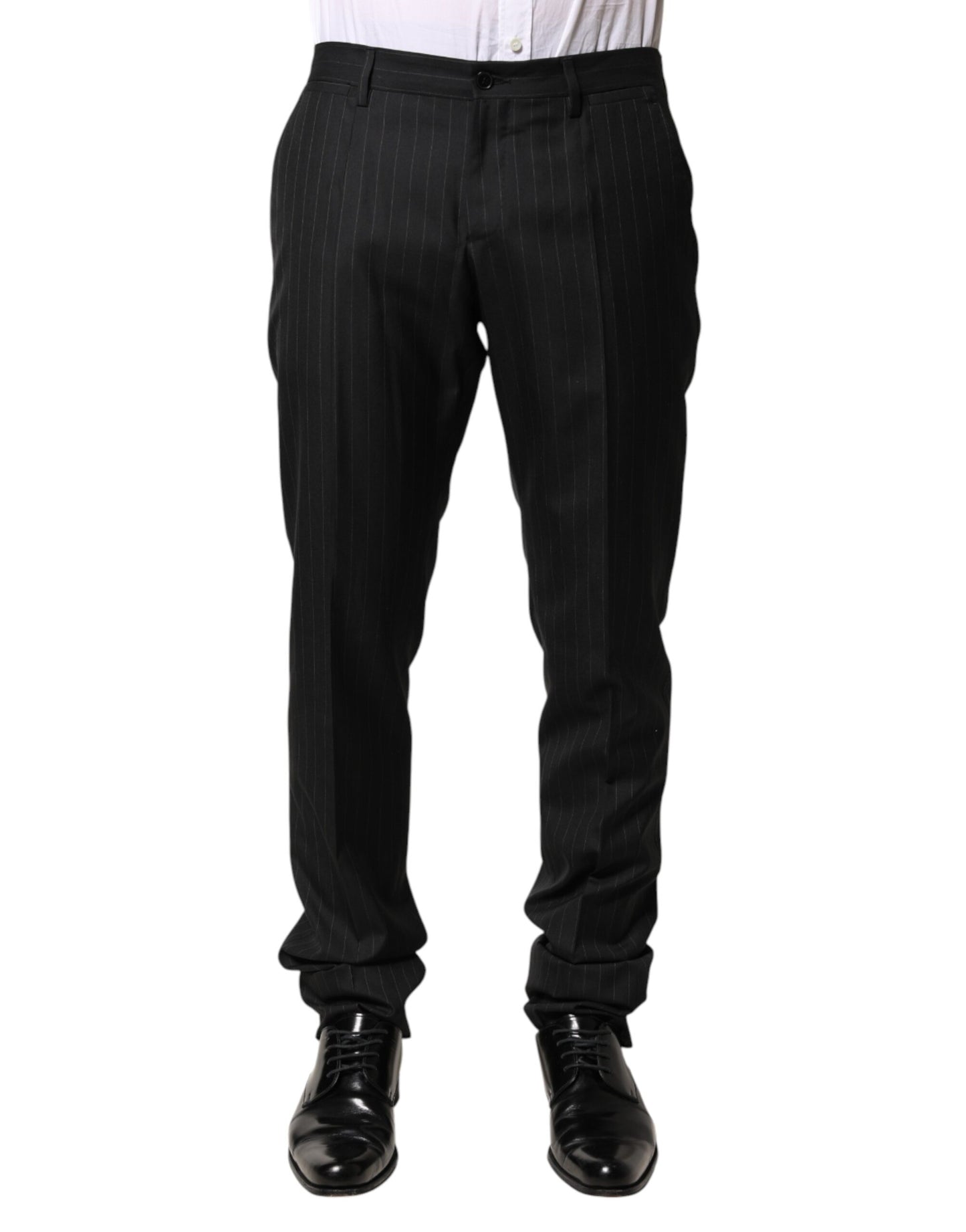Dolce & Gabbana Black Stripes Wool Men Dress Trousers