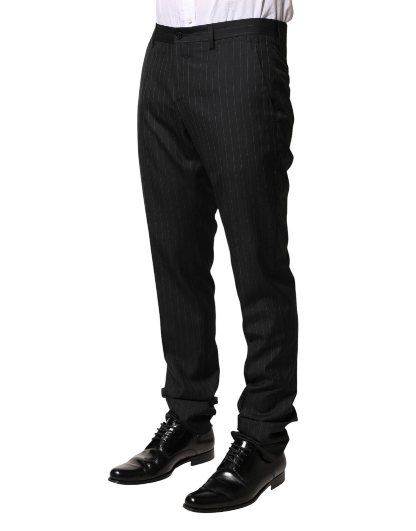 Dolce & Gabbana Black Stripes Wool Men Dress Trousers