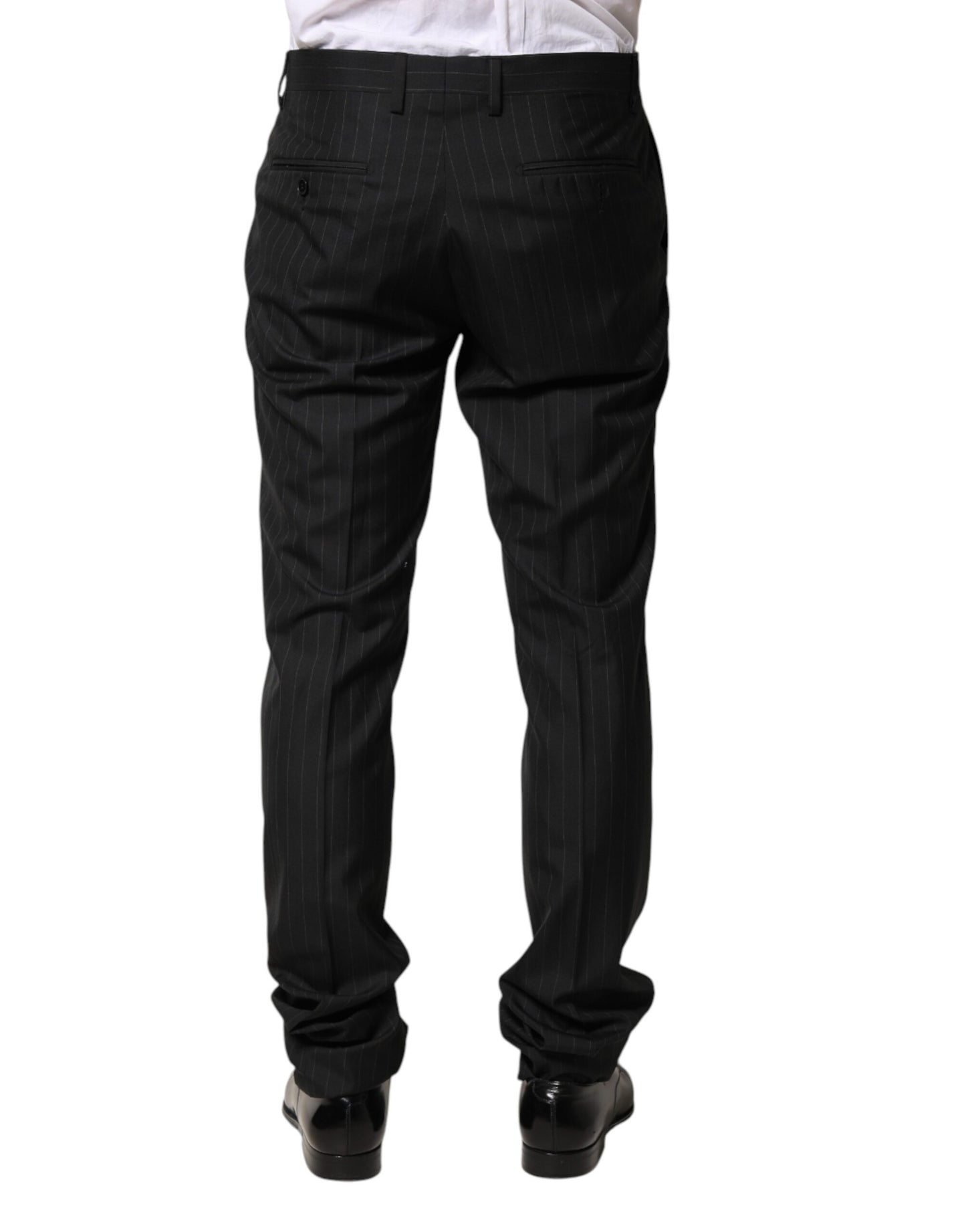 Dolce & Gabbana Black Stripes Wool Men Dress Trousers