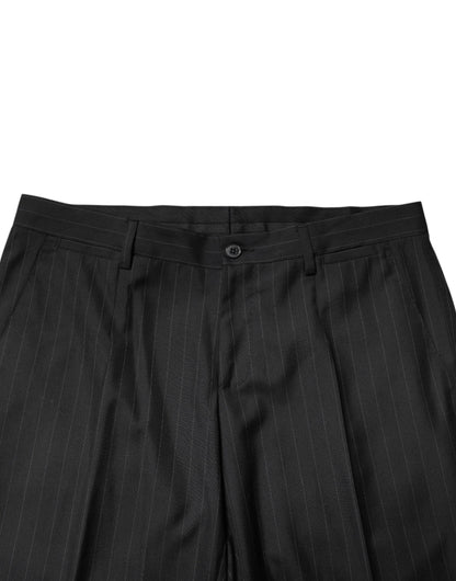 Dolce & Gabbana Black Stripes Wool Men Dress Trousers