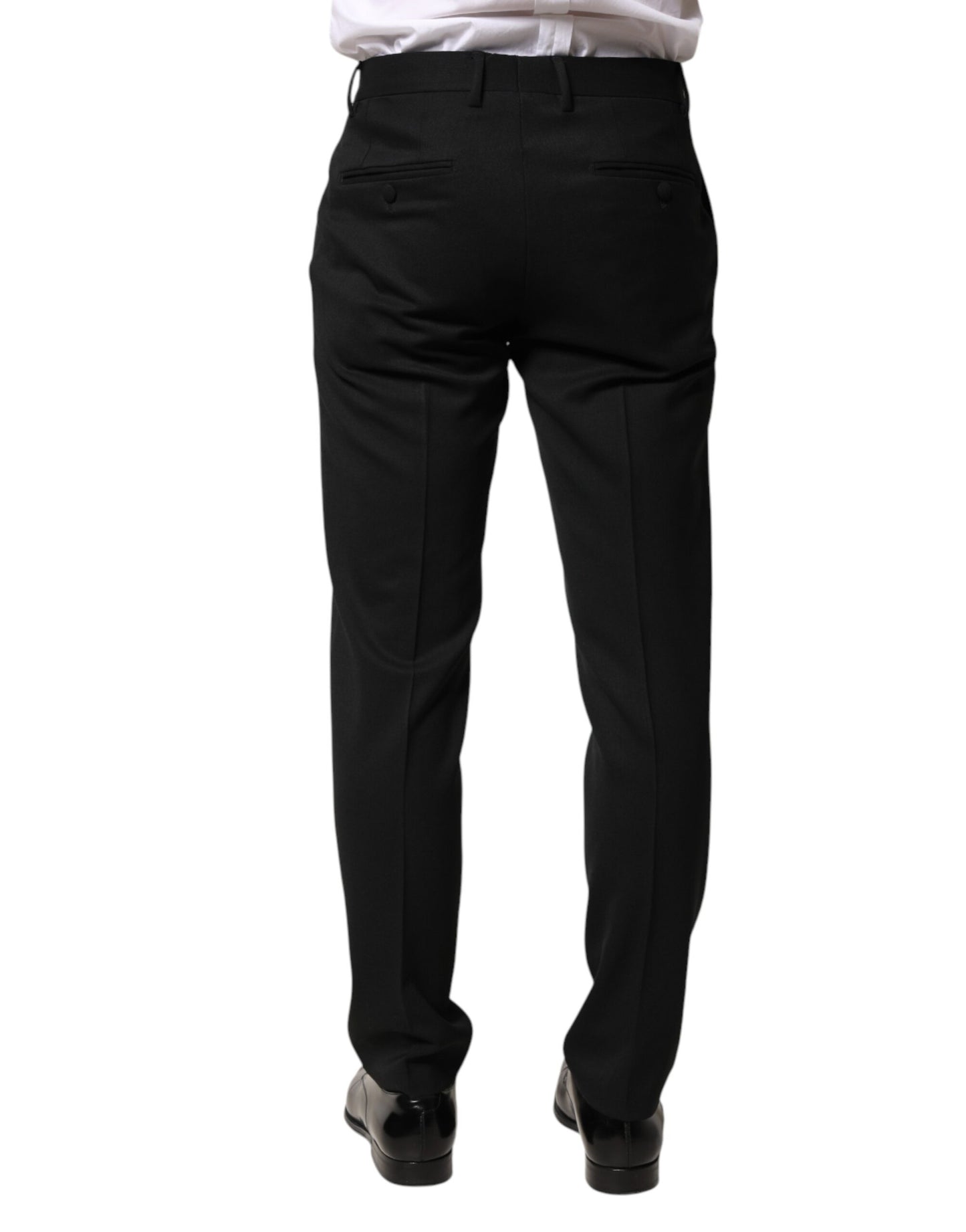 Dolce & Gabbana Black Wool Mid Waist Men Dress Trousers