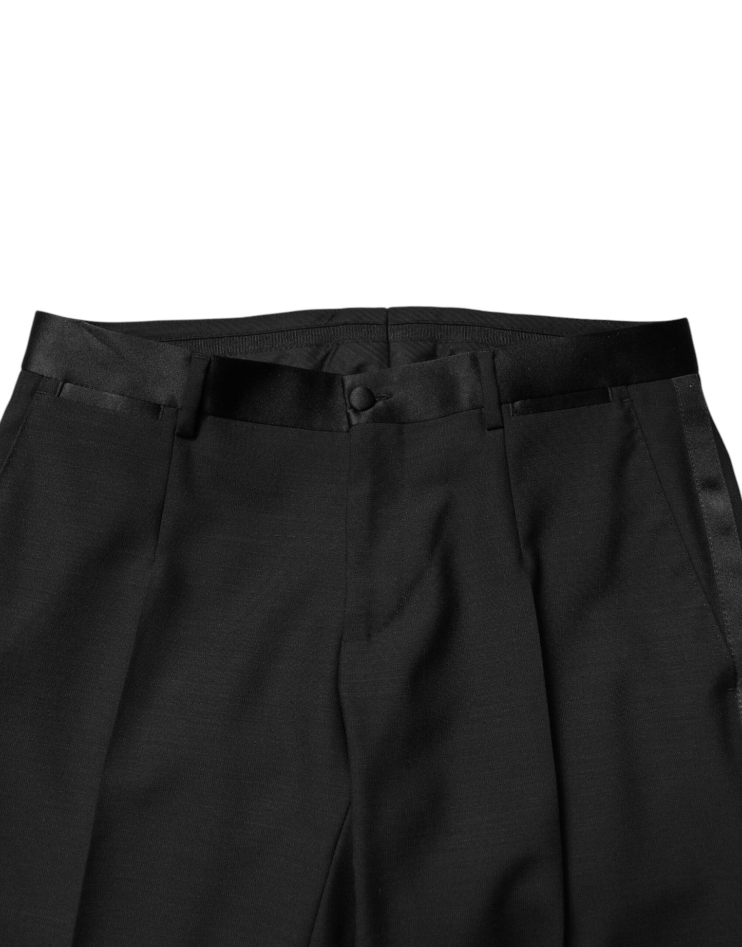 Dolce & Gabbana Black Wool Mid Waist Men's Dress Trousers