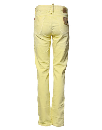Jeckerson Yellow Mid Waist Straight Fit Men Denim Trouser Jeans