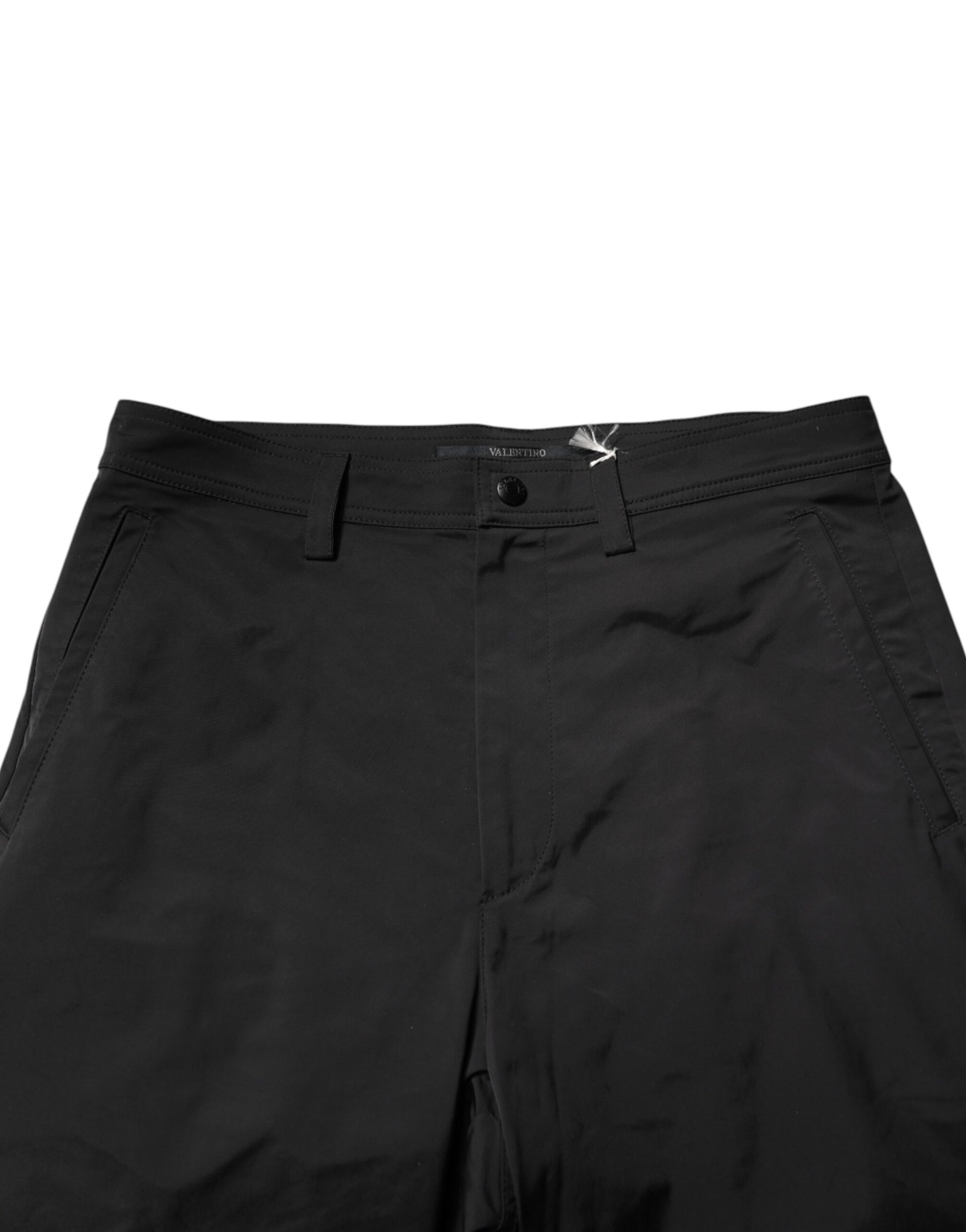 Valentino Black Mid Waist Men Tapered Dress Trouser Pants