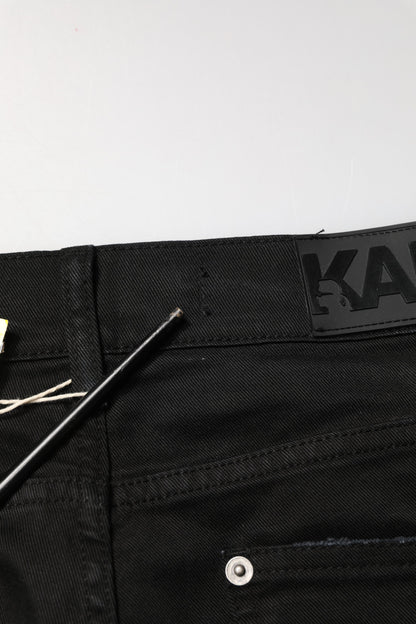 Karl Lagerfeld Black Tattered Men Skinny Denim Trouser Jeans
