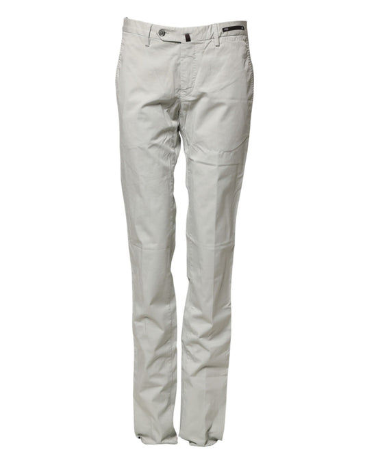 PT01 Light Gray Mid Waist Men Straight Chino Trouser Pants