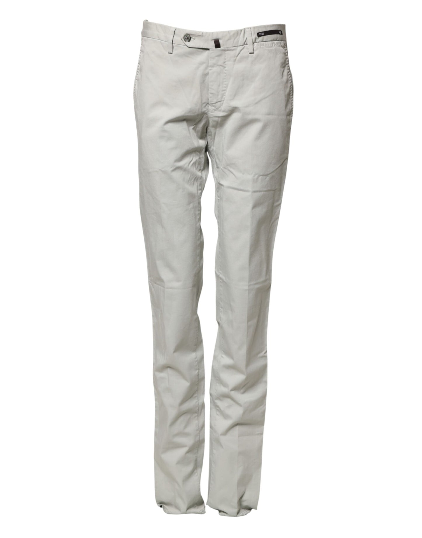PT01 Light Gray Mid Waist Men Straight Chino Trouser Pants