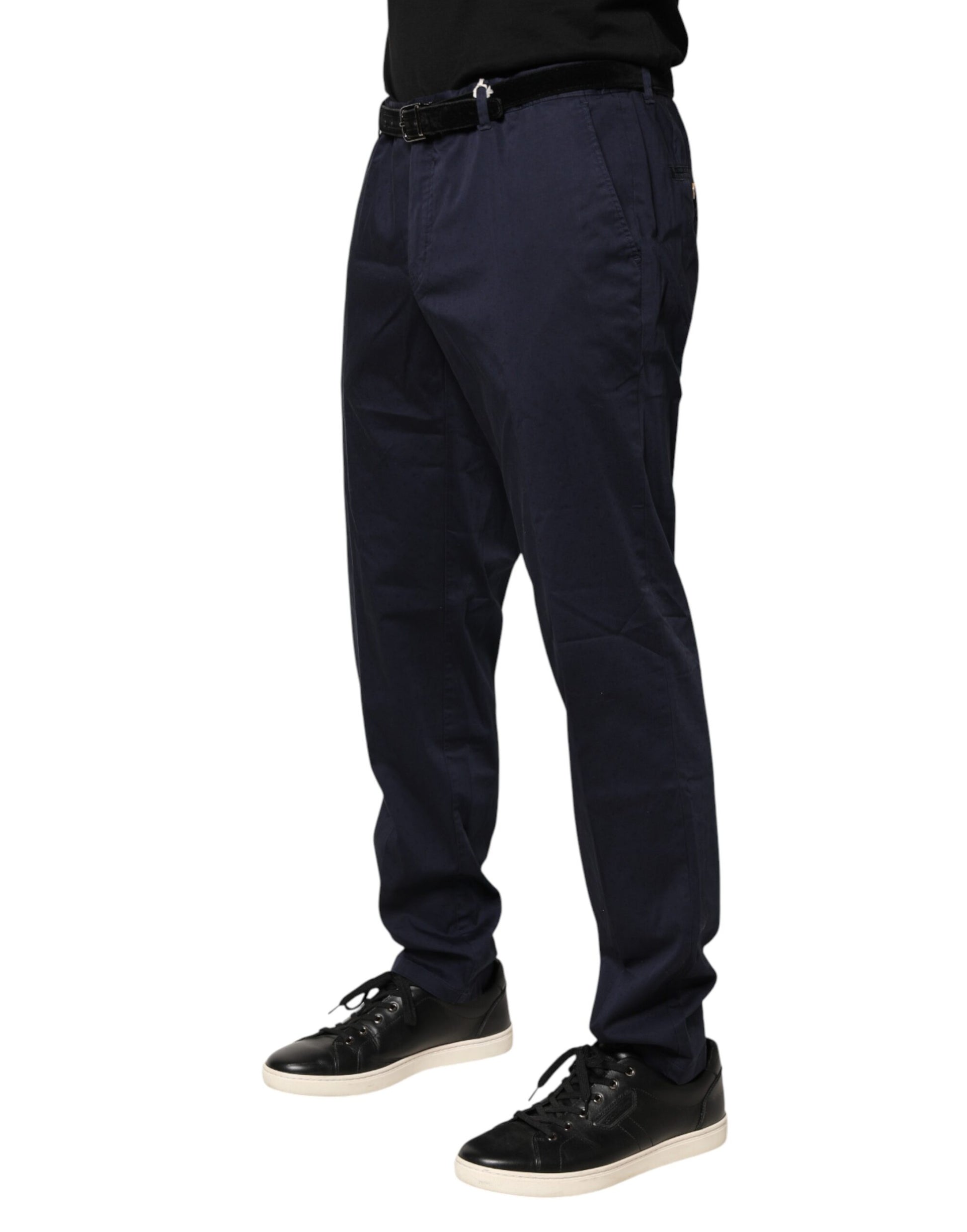 Domenico Tagliente Navy Blue Skinny Chino Mid Waist Men's Pants