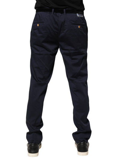Domenico Tagliente Navy Blue Skinny Chino Mid Waist Men's Pants